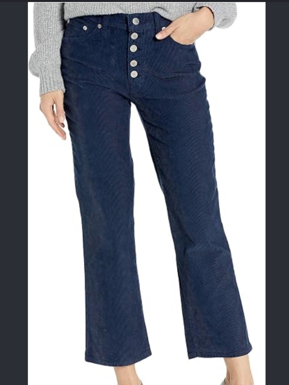 Lucky brand Bridgette blue corduroy high rise crop mini boot pants size 26
